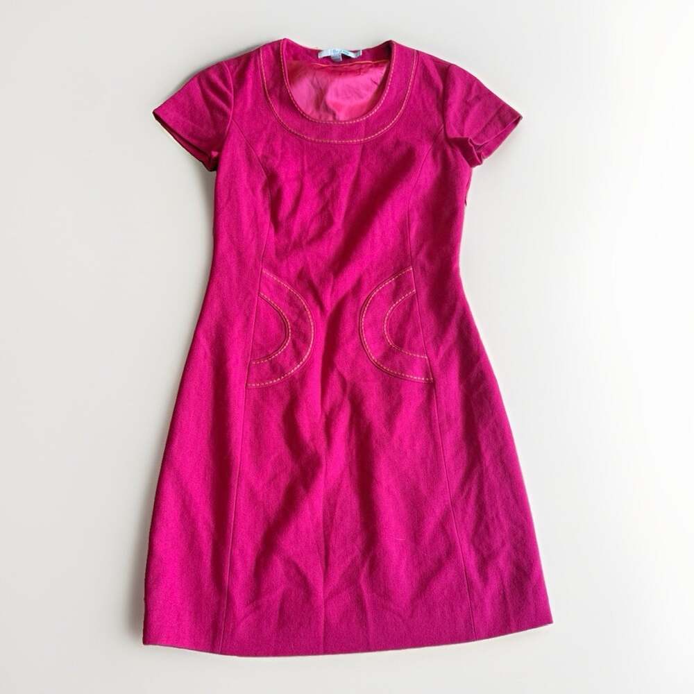 Boden Women’s Size 2 Short Sleeve Round Neck Pink Peony Dress Wool